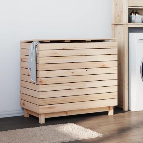 Sufrk Wäschetruhe 88,5x44x76 cm Massivholz Kiefer geschlossener Wäschesammler Holz - 832323