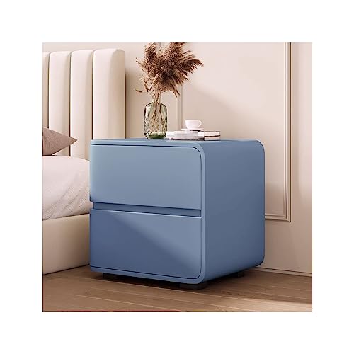Eleganter skandinavischer Nachttisch, Nachttisch aus Massivholz mit 2 Schubladen, moderner Akzenttisch, nordische Ledertruhe für Schlafzimmer, stilvolle Aufbewahrungslösung für Zuhause