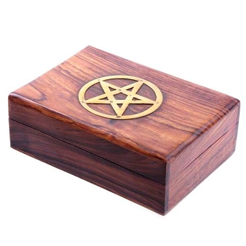 Generisch Holz Gothic Esoterik Schachtel Schmuckdose Pentagramm