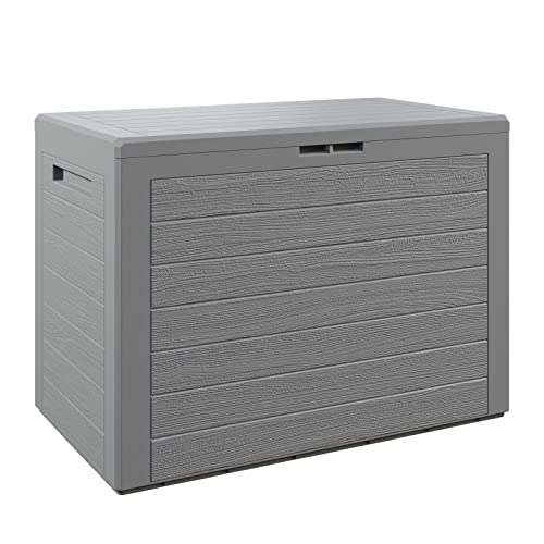 Casaria® Auflagenbox Wetterfest UV-beständig Deckel Abschliessbar Garten Balkon 78x44x55cm 190L Gartentruhe Gartenbox Truhe Holz Optik Grau