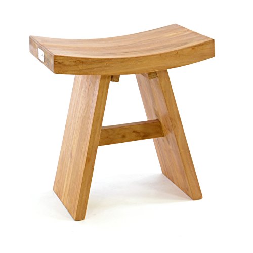 DIVERO Hocker aus Teakholz, Sitzhocker, Holzhocker, massiv