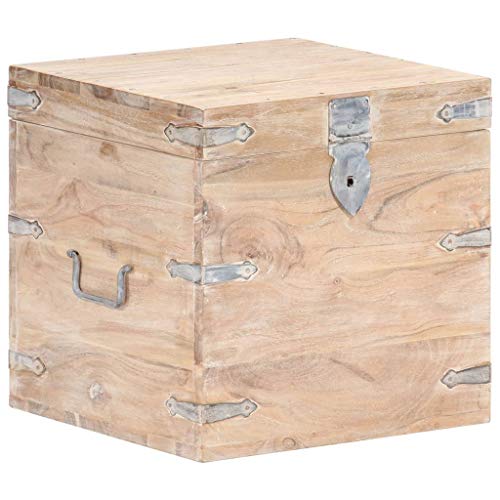 vidaXL Akazienholz Massiv Truhe Abschließbar Aufbewahrungsbox Holzkiste Nachttisch Holztruhe Nachtschrank Schatztruhe Schatzkiste 40x40x40cm