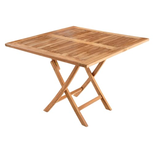 riess-ambiente.de Massiver Gartenbeistelltisch Empire Teak 100cm Natur Teakholz klappbar