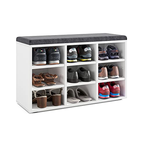 KOMTO Schuhbank Sitzfläche   Schuhregal Weiß 80 x 50 x 30 Schuhschrank Sitzbank Bank Stauraum Garderobenbank Sofia