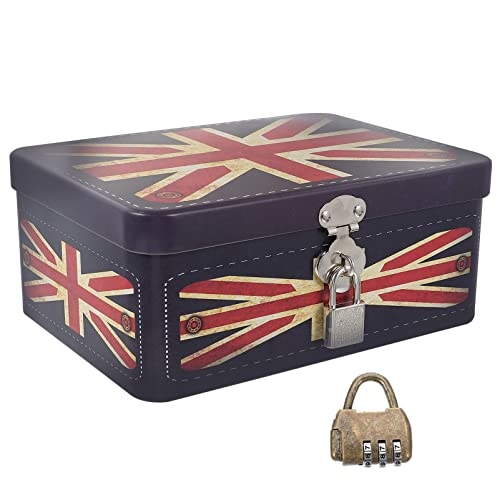 Zerodeko Vintage abschließbare Box Vintage Eisenboxen dekorative Aufbewahrungsbox Schatz Schmucktruhe mit Deckel Aufbewahrungsbox Truhe Etui Halter Organizer for die Schmuckaufbewahrung