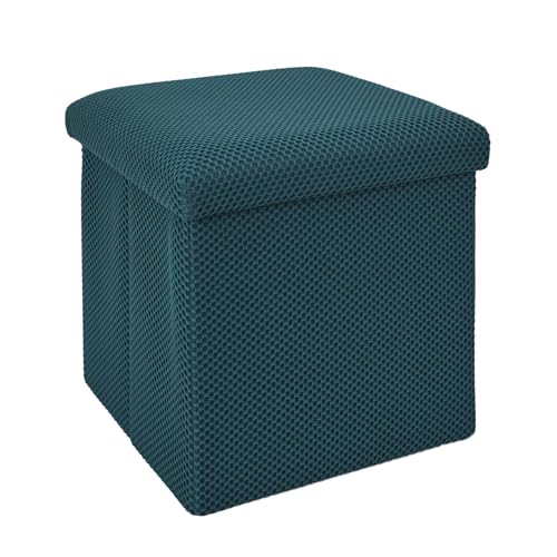 HOME DECO FACTORY, HD0504, Faltbare Ottoman-Truhe, zeitgenössisches Design, multifunktional, praktisch und bequem, ideal für Wohnzimmer oder Schlafzimmer, Größe M, Farbe Blau