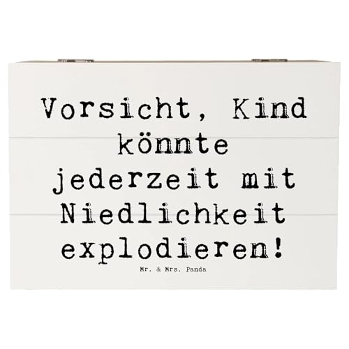 Mr. & Mrs. Panda 22 x 15 cm Holzkiste Spruch Explodierendes Kind - Geschenk, Niedlichkeit, Lächeln, Truhe, Großeltern, handgemacht, Aufbewahrungsbox,