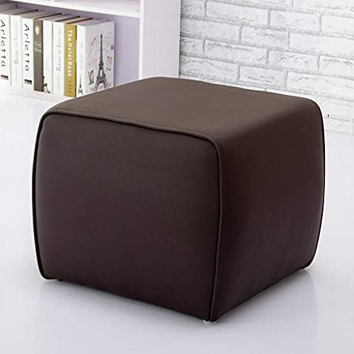 Große quadratische Ledertruhe – vielseitige Schuhbank und Couchtisch für Wohnzimmer/Schlafzimmer, gepolsterter Pouf in Kaffeefarbe, stilvolle Heimdekoration