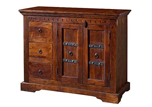 Massivmoebel24.de | Oxford Kommode aus Massivholz #408 | Akazienholz - Nougat, lackiert | Kolonialstil | 106x50x85 cm | Kommode aus Massivholz Vollholzkommode