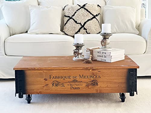 Uncle Joe´s Couchtisch Meubles Truhentisch Truhe im Vintage Shabby chic Style aus Massiv-Holz in braun mit Stauraum und Deckel Holzkiste Beistelltisch Landhaus Wohnzimmertisch Holztisch nussbaum