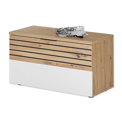 33-023-T2 Garderobenbank MILAN Sitzbank für Schuhe Artisan Eiche Nb. / Weiss ca. 85 x 45 x 38 cm
