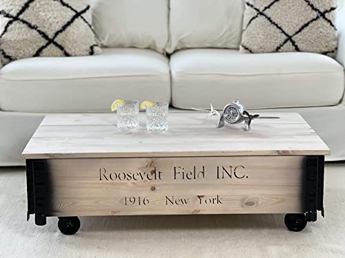 Uncle Joe´s Couchtisch Roosevelt Truhentisch Truhe im Vintage Shabby chic Style aus Massiv-Holz in grau mit Stauraum und Deckel Holzkiste Beistelltisch Landhaus Wohnzimmertisch Holztisch