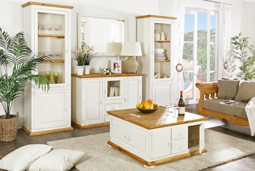 1a Direktimport Tischtruhe Truhentisch Weiß/Honig 90x90   Pinie Massivholz   Landhausstil   original mexikanisches Möbel