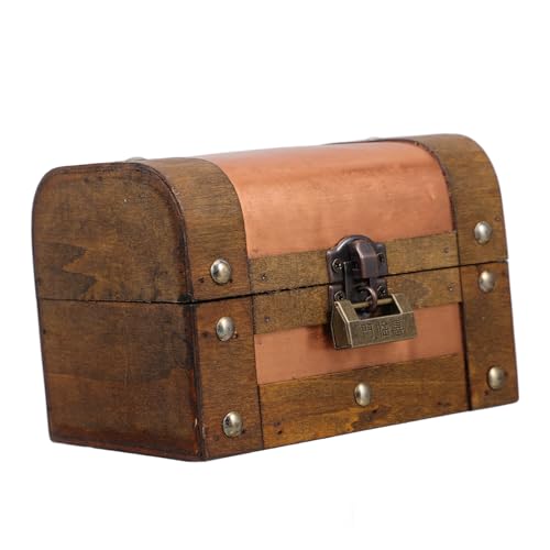 Operitacx Kleine Schatztruhe Aus Holz Mit Schloss, Vintage-schmuckkästchen, Dekorative Andenkenkiste, Truhe Zum Organisieren Von Halsketten, Ringen, Ohrringen