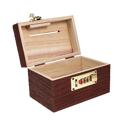 DEARMAMY Kasten Retro-Spardose Schatztruhe für Preise Vintage Schatzhalter Mini- bescherung weihnachten weinachts Sparbüchse aus Holz Multifunktions-Sparbüchs e Schmiedeeisen