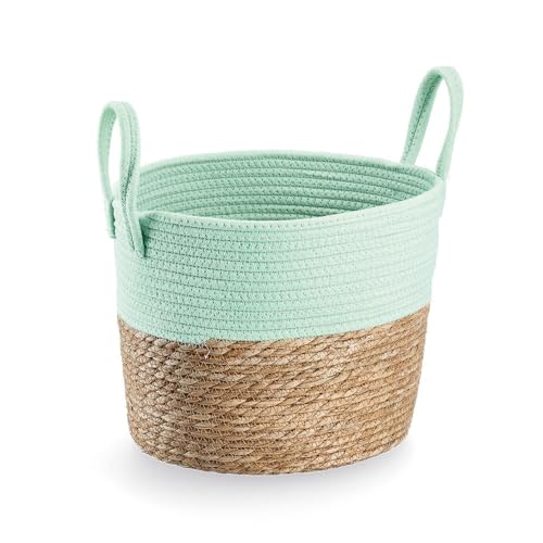 Zeller 14484 ufbewahrungskorb, Baumwolle/Wasserhyazinthe , mint, ca. 33 x 26 cm