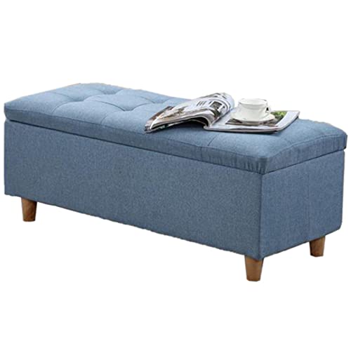 Ottomane mit Stauraum, Sitzbank, Fußstütze, Sitz, Spielzeugbox, Hope Truhe, Leinen, faltbar, groß, Grau