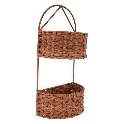 Zerodeko doppelter Ablagekorb dekorativer Aufbewahrungskorb zum Aufhängen Wandhängender Korb blumenübertopf Aufbewahrungskörbe Aufbewahrungskorb für Kleinigkeiten waschbar