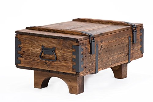 Alte Truhe Kiste Tisch shabby chic Holz Beistelltisch Holztruhe Couchtisch Länge: 81 cm Höhe: 39 cm Tiefe: 50 cm