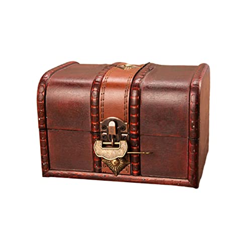 Cabilock Kasten Schatzkiste Alte Schatztruhe Mini-schatztruhe Armbandanzeige Für Uhren Geschenkschachteln Mit Deckel Piraten-gastgeschenk Schmuck Für Kinder Rot Hölzern