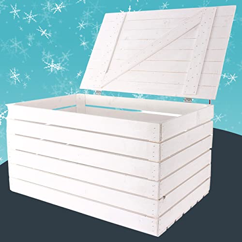 Obstkisten-online Holztruhe weiß mit Deckel - NEU - 80x50x39 cm - Truhe Couchtisch im Landhausstil, Stauraum für Decken, Kissen im Schlafzimmer