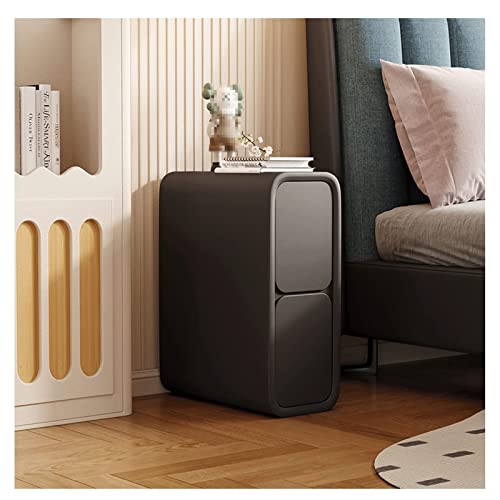 Nachttisch, schmaler Nachttisch mit Schubladen, Mikrofaser-Leder, Nachttisch, minimalistisch, schmal, Sofa, Beistelltisch für kleine Räume, Schlafzimmermöbel, Aufbewahrungsschrank, Truhe