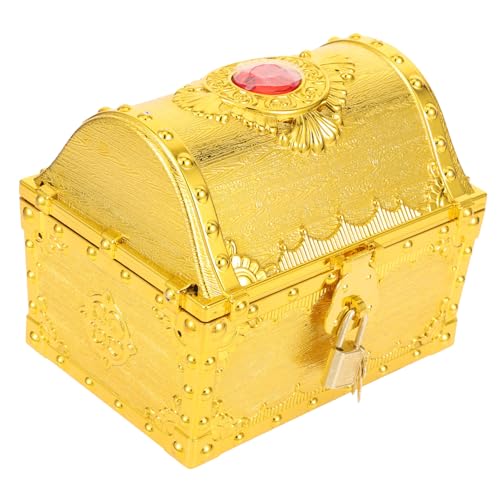 HOLIDYOYO Piratenschatz Kindergeburtstag Piraten Schatztruhe Große Schatzkiste Für Schmuckaufbewahrung & Mitgebsel Für Piratenparty Dekorative Truhe Aus Mit Edelsteinen Und Goldmünzen