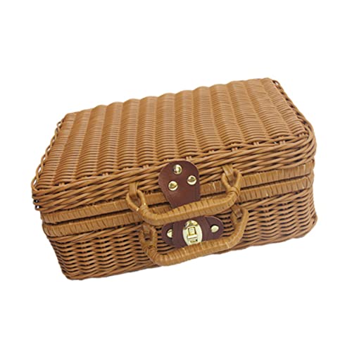 MILISTEN 1stk Tragbare Aufbewahrungsbox Essensgeschenk Speicherhalter Aufbewahrungskörbe Für Speisekammern Lebensmittelbehälter Für Unterwegs Requisitenkorb Rattan Plastik