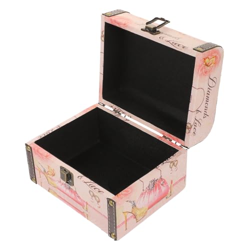 GALPADA Vintage Holz Schmuckbox mit Pu leder Kompakte Aufbewahrungsbox für Schmuck und Erinnerungsstücke Dekorative Retro Truhe mit Griff Vielseitige Geschenkbox für Frauen und Sammler