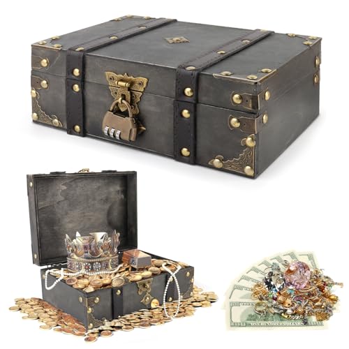 TOSAVGA Vintage Schatztruhe Holztruhe Schatztruhe für Kinder 24x16x10cm zur Aufbewahrung
