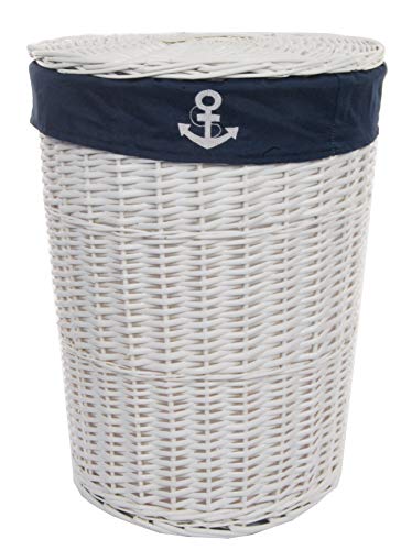 DVier Wäschekorb Wäschetruhe laundry, Weide weiß rund 38WRd-c D.46 H.62