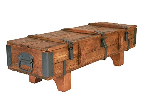 Alte Truhe Kiste Tisch shabby chic Holz Beistelltisch Holztruhe Couchtisch Länge 120 cm Höhe: 38 cm Tiefe: 39 cm