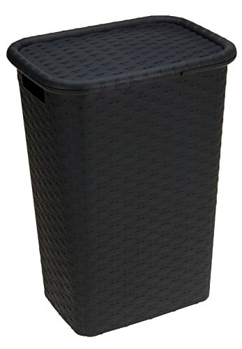 Wäschekorb Wäschebox in Flecht Rattan Optik 65 Liter - anthrazit - Wäschetruhe Wäschekorb