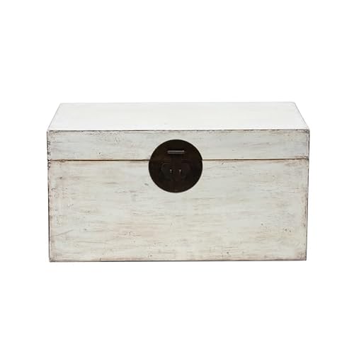 Fine Asianliving Antike Chinesische Truhe Weiss Hochglanz B91xT48xH41cm China Aufbewahrungstruhe Orientalische Möbel Holztruhe Dekotisch Deckel Couchtisch Tischtruhe Sitztruhe
