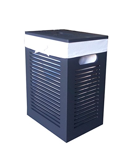 Wäschekorb Wäschetruhe MDF Holz schwarz 35x25 H.46