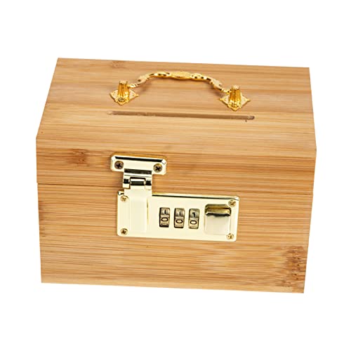 Zerodeko Kasten Spardose mit Schloss Holzbox storage boxes stauboxen moneybox schmuckbox Münzwechselbehälter Vintage-Dekor Foto Truhe Sparschwein aus Holz Holzspartopf Schmiedeeisen Khaki