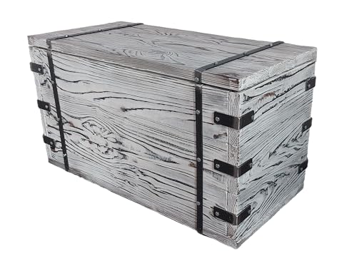 CHYRKA Truhentisch Holzkiste BORYSLAW Holztisch Wohnzimmertisch Beistelltisch Holztruhe (L=83 xB=40 xH=50 cm) Handmade Holz Vintage Metall (Weiss)