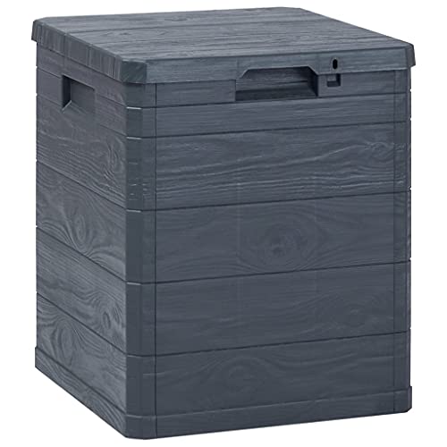 vidaXL Garten Aufbewahrungsbox Holzoptik Kissenbox Gartenbox Auflagenbox Gartentruhe Kissentruhe Truhe Box Spielzeugkiste Wasserdicht 90 L Anthrazit