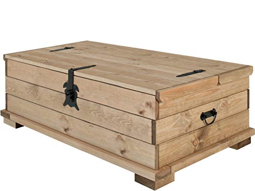Loft24 A/S Truhen-Couchtisch Truhe Holztruhe Tisch Kiste Aufbewahrungsbox Kaffeetisch Kiefer (hell gebeizt, 110 cm)