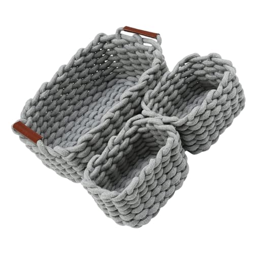 CRILSTYLEO 1 Satz Geflochtener Korb, Baumwollseil, Regal, Aufbewahrungskorb, Schlafzimmer-aufbewahrung , Leerer Korb, Aufbewahrungshalter