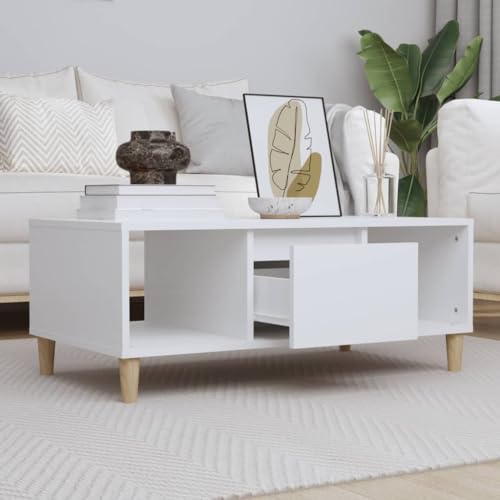 BUKSCYJS Wohnzimmertisch Klein,Truhentisch Couchtischcouchtisch Weiß 90x50x36,5 cm Holzwerkstoffgeeignet FüR Wohnzimmer, Neben Dem Sofa, Arbeitszimmer, Konferenzraum