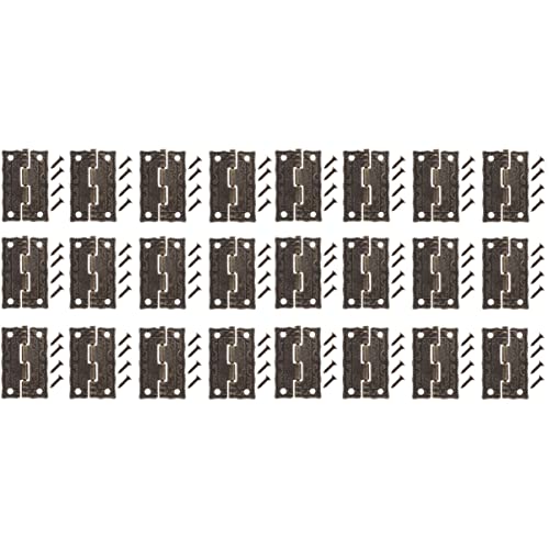 Garneck 24Setsbox Schrank Truhe Dekorativ mit Schrank Antike Schrauben Handwerk Holzschließe für Gravierten Hintern Schmuck Tür Zinkscharniere Puppenhaus Legierung Holz Koffer Leder