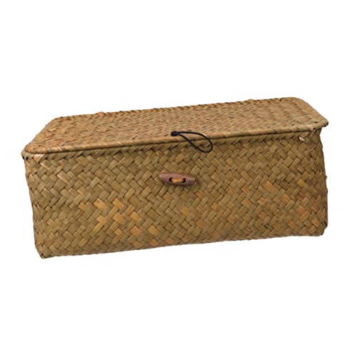 STOBAZA country style ablagekörbe Weide Lagerkisten Schublade Strohkorb mit Deckel Rattankorb mit Deckel Lagerung Veranstalter Mülleimer aus Rattan Gewobener Hölzern