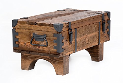 Alte Truhe Kiste Tisch shabby chic Holz Beistelltisch Holztruhe Couchtisch 37 cm Höhe / 38,5 cm Tiefe / 77 cm Breite