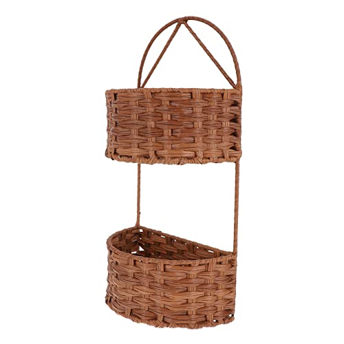 MUSISALY doppelter Ablagekorb Desktop-Lagerregal Aufbewahrungskorb zum Aufhängen aus Weidengeflecht lagercontainer blumenübertopf Wandspeicher-Organizer Türhängekorb Plastik