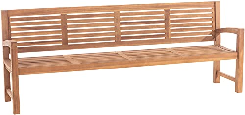 CLP Teakbank Halden I Holzbank Für Den Garten I Sitzbank Mit Armlehnen, Farbe:Teak, Größe:240 cm