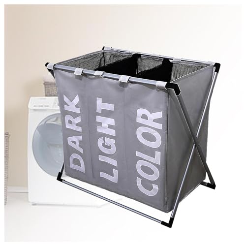 Wäschesortierer 3 Fächer, Faltbarer Wäschekorb 102L Oxford-Tuch Faltbare Abnehmbare Wäschekorb, Waschekorb Wäschekorb Faltbar Klassifizierung Hell/Dunkel/Gefärbt,B