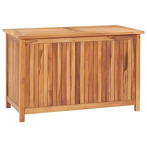SDWEHO7 Aufbewahrungsbox Holz Outdoor Auflagenbox Wetterfest Gartenbox Stauraum Kissentruhe für Garten & Balkon, 90x50x58 cm Massivholz Teak