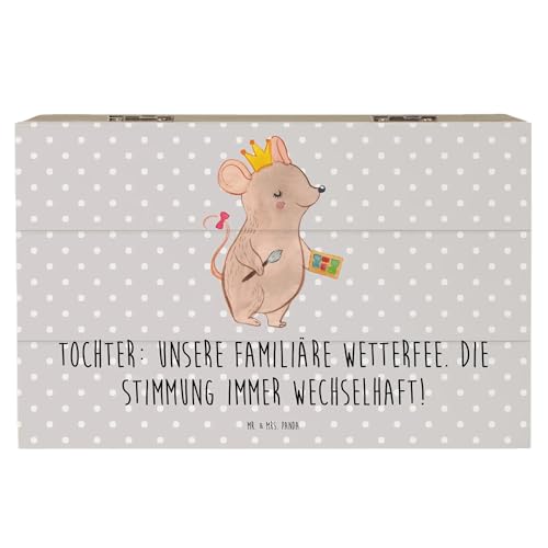 Mr. & Mrs. Panda 19 x 12 cm Holzkiste Tochter Wetterfee - Geschenk, Familie, Geschenkbox, Freude, Kinder, Unvergessliche Momente, Truhe,
