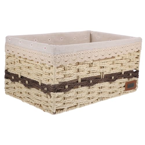 Aufbewahrungskorb aus Stroh gewebter Kleinigkeiten-Organizer Aufbewahrungskörbe aus Korbgeflecht kitchen storage basket geschenkkorb weihnachten Hausbedarf Kleinigkeiten Halter WATIIFUFU